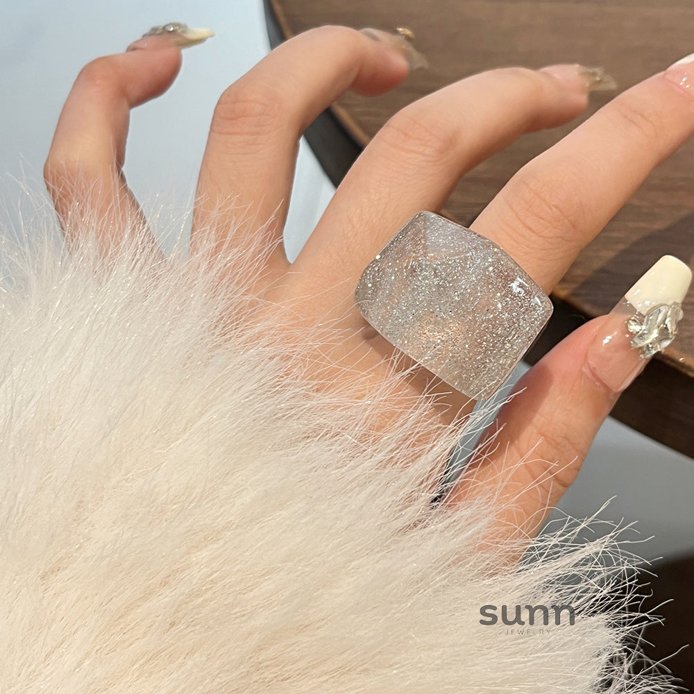 Cooper Glitter Oval Resin Ring [2HNMM7TL]