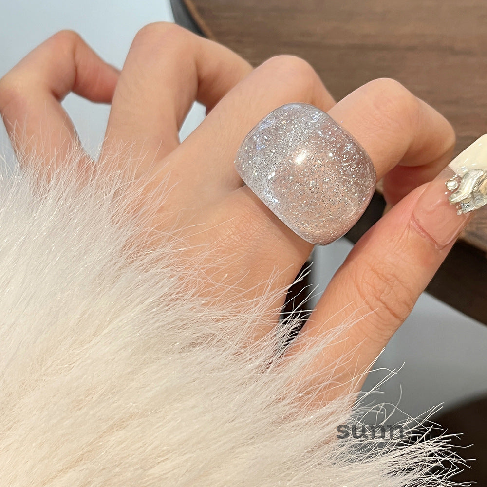 Cooper Glitter Oval Resin Ring [X01WNMA2]