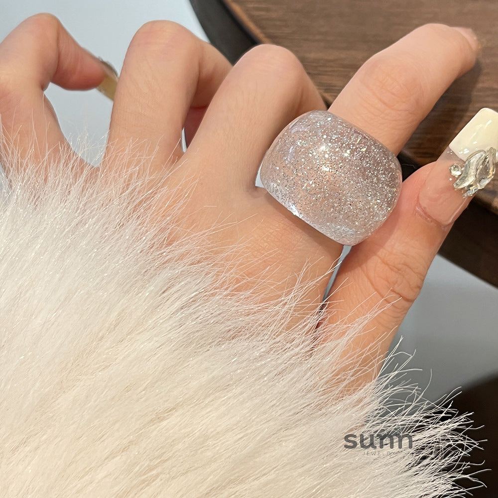 Cooper Glitter Oval Resin Ring [OKNBEK9N]