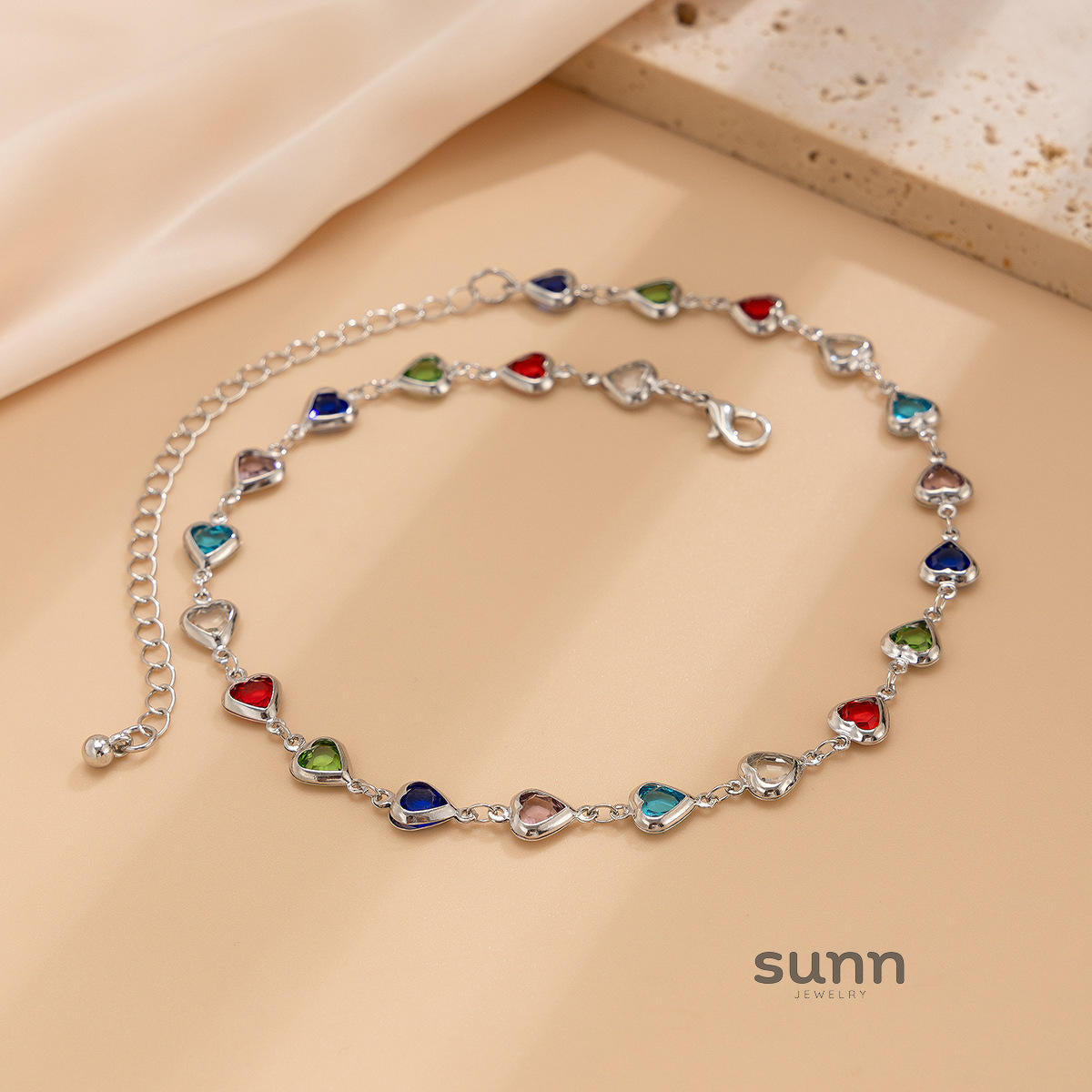 Corah Heart & Square Crystal Necklace [4862O0ZI]