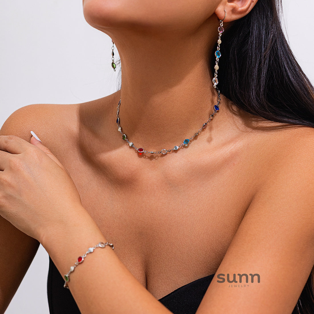 Corah Heart & Square Crystal Necklace [XN6POKI8]