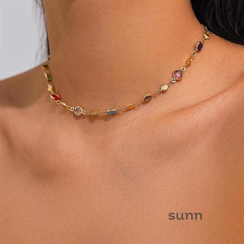 Corah Heart & Square Crystal Necklace [4SWKCB9J]