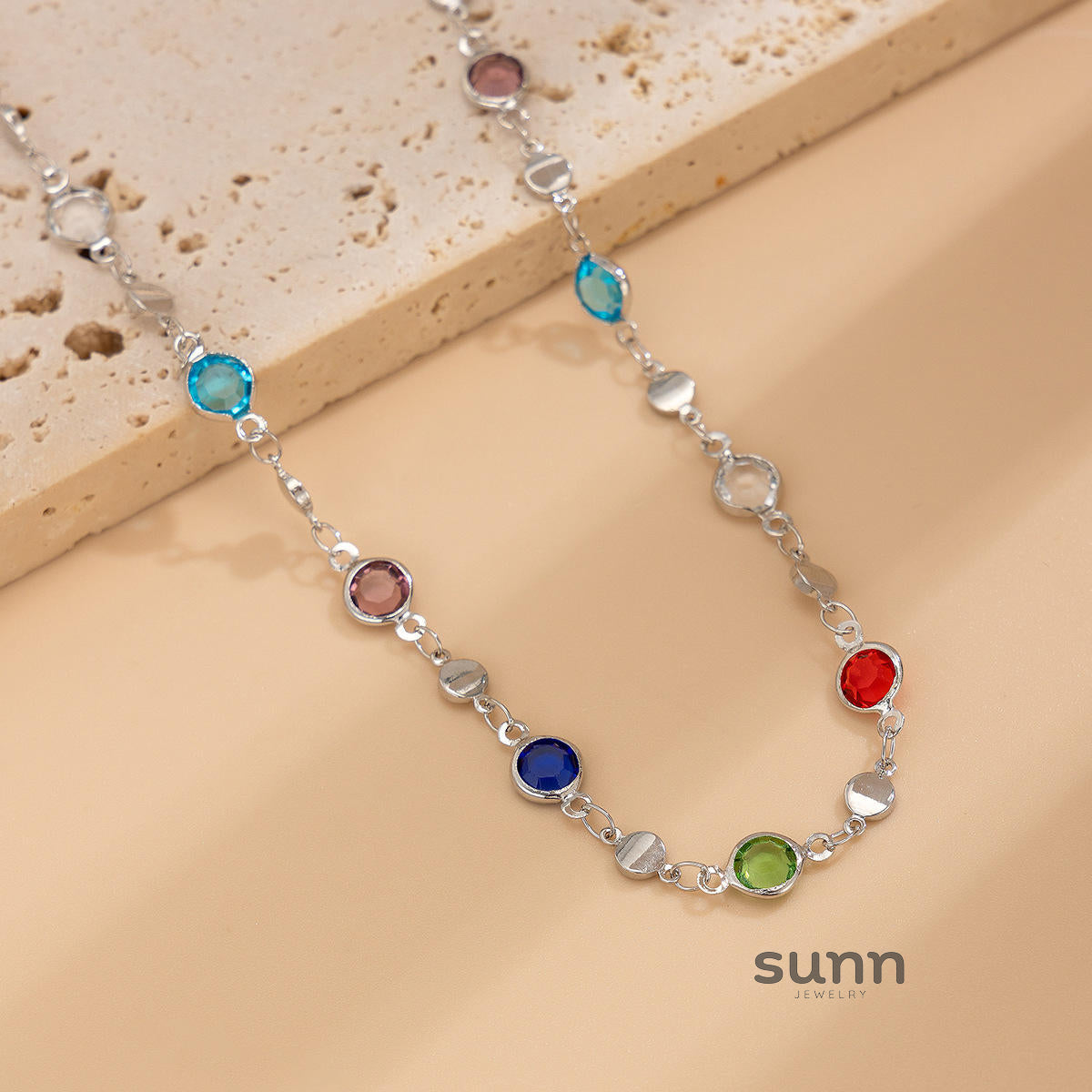 Corah Heart & Square Crystal Necklace [FN74RWH5]