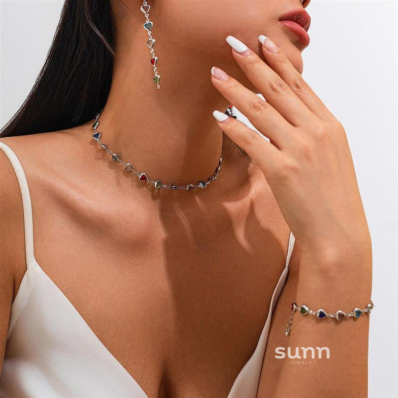 Corah Heart & Square Crystal Necklace [W04ZPUVR]