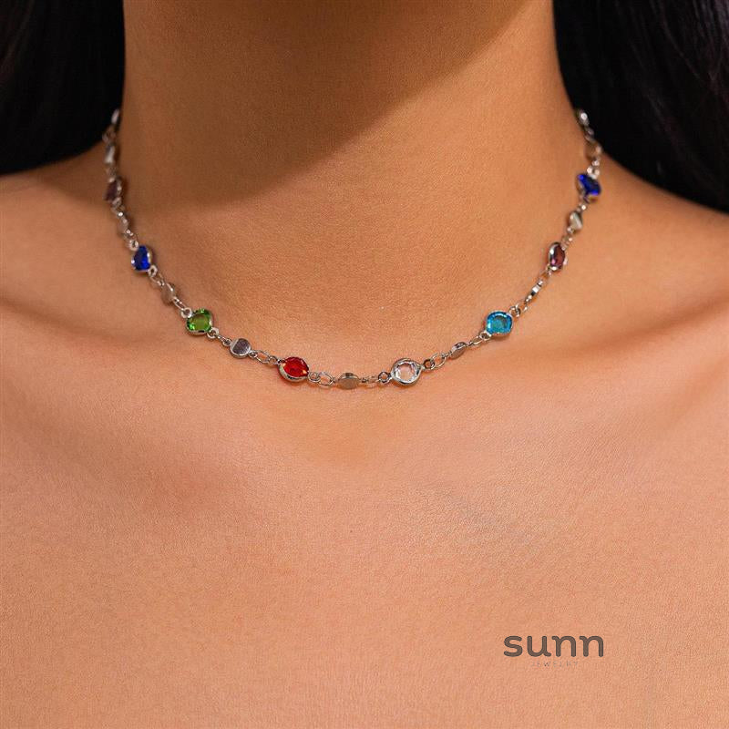 Corah Heart & Square Crystal Necklace [8W2DXHWA]