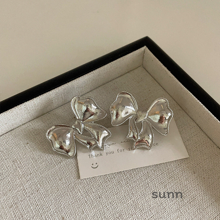 Coralie Metallic Bow Stud Earrings