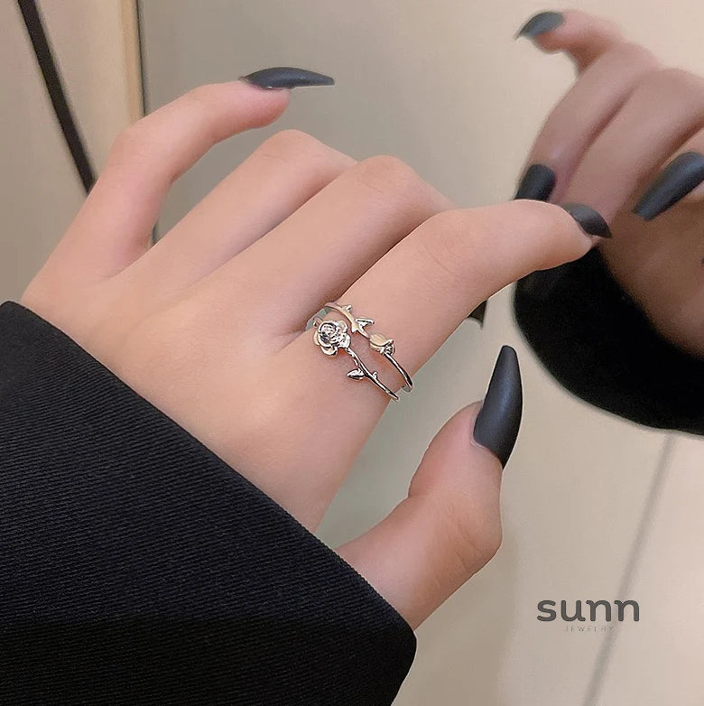 Coralynn Double Rose Open Ring