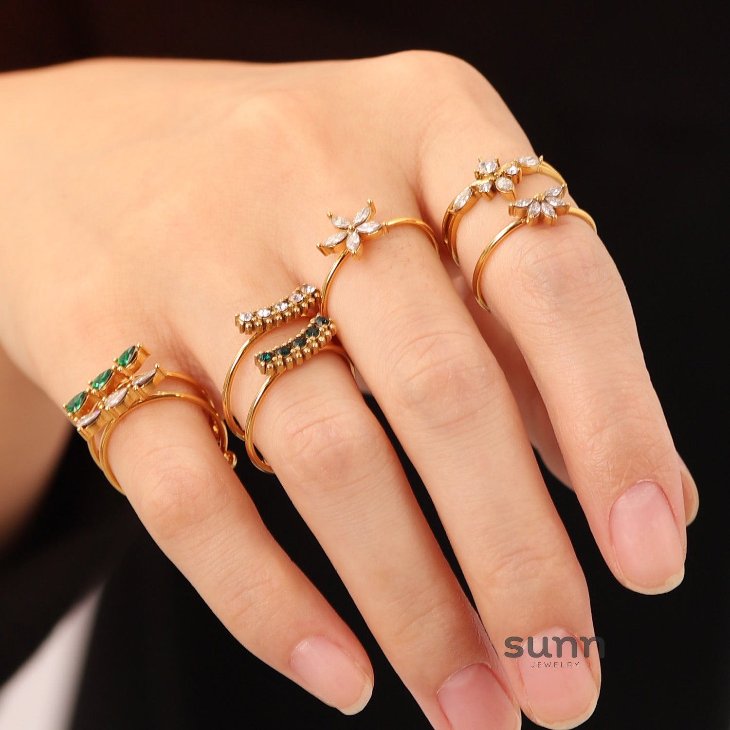 Corie Irregular Open Crystal Ring [Z4GT8MV3]