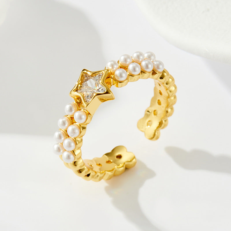 Cosima Star Pearl Open Ring [CJO4AFLW]