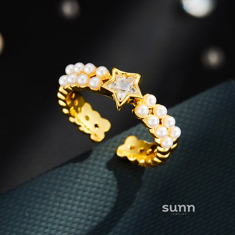 Cosima Star Pearl Open Ring [187TUSV8]