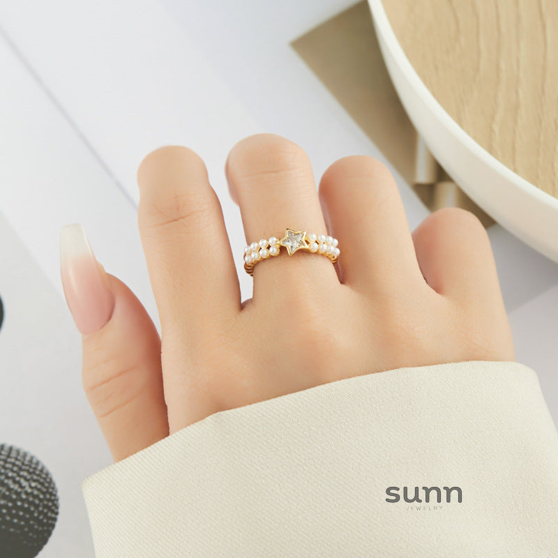 Cosima Star Pearl Open Ring [CJO4AFLW]