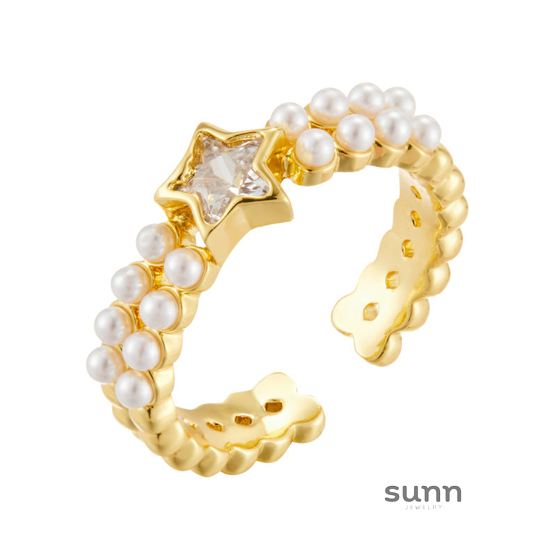 Cosima Star Pearl Open Ring [2BT66YCN]