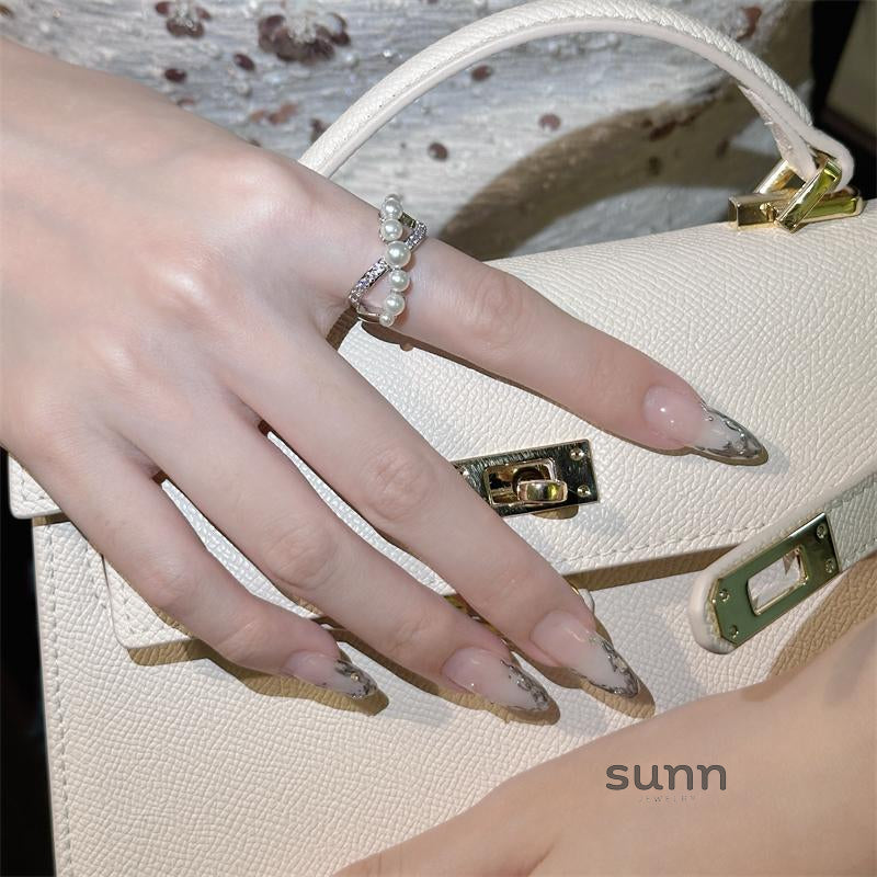 Courtlyn Open Pearl Cross Ring [NF8BSGM8]