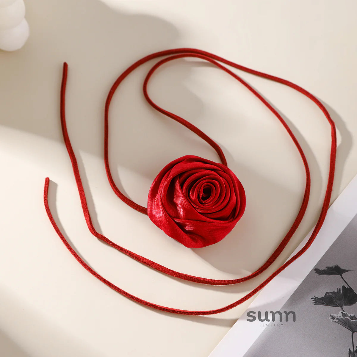 Courtney Velvet Rose Tie Necklace