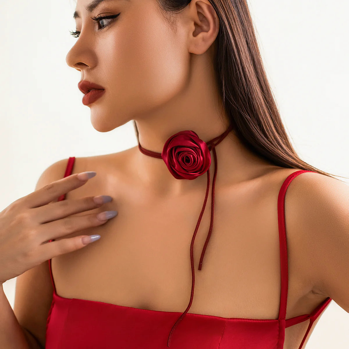 Courtney Velvet Rose Tie Necklace