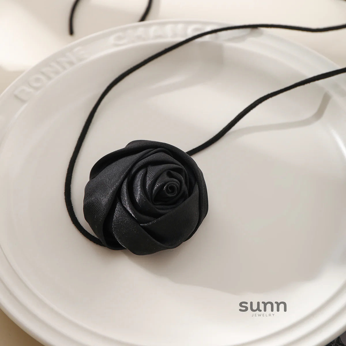 Courtney Velvet Rose Tie Necklace