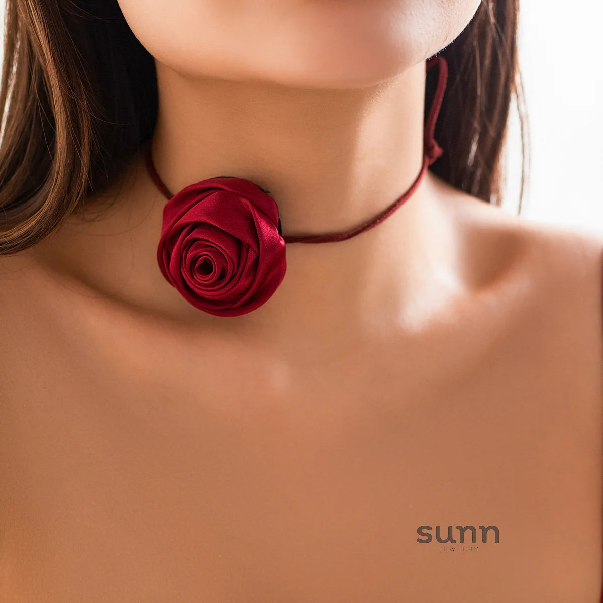 Courtney Velvet Rose Tie Necklace