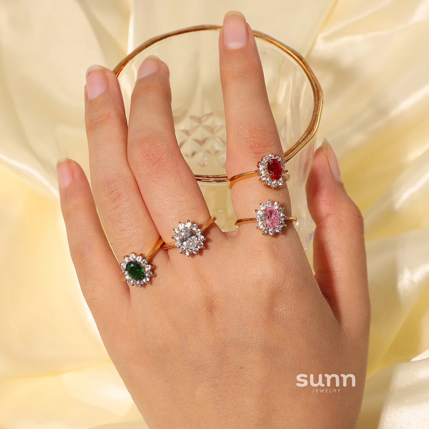 Crimson Emerald Zircon Ring