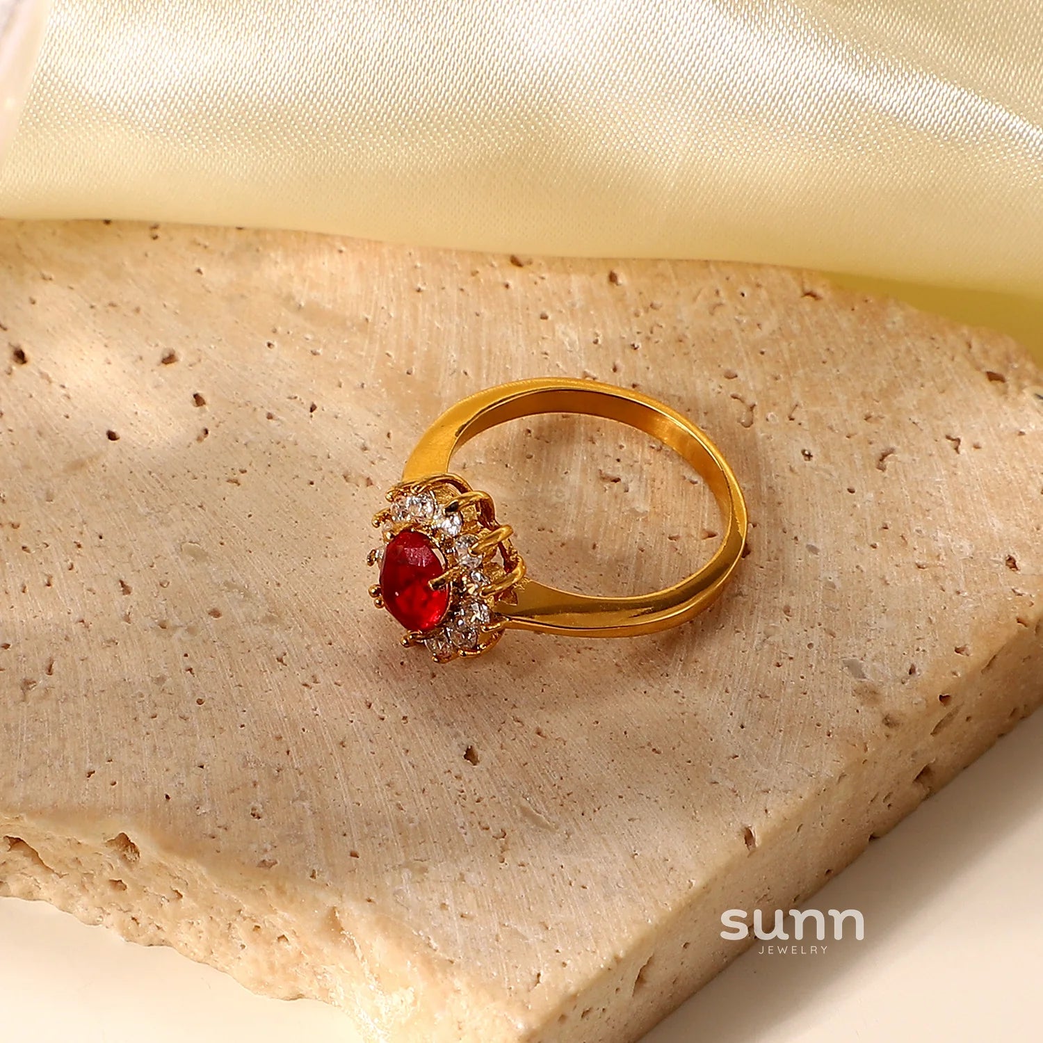 Crimson Emerald Zircon Ring