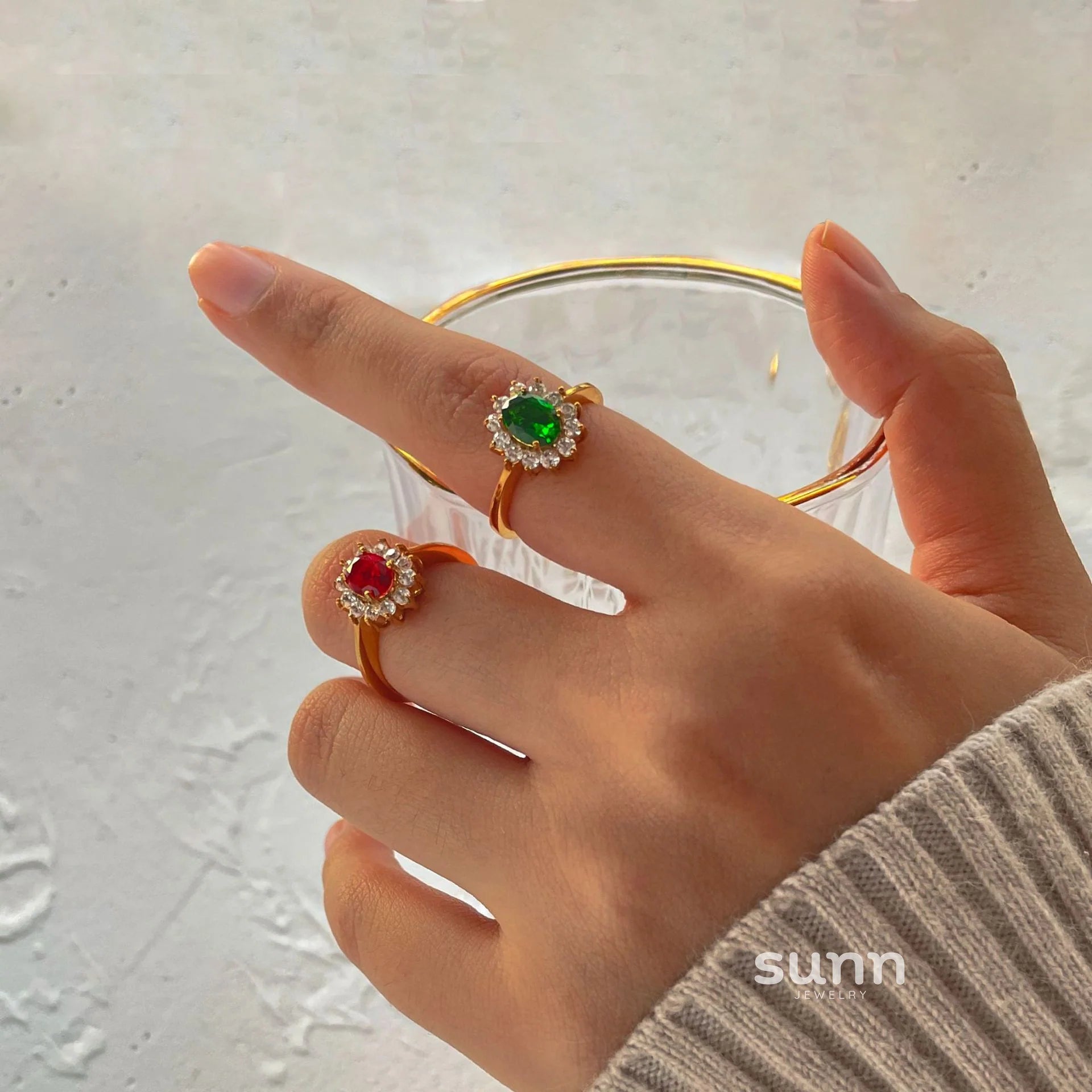 Crimson Emerald Zircon Ring