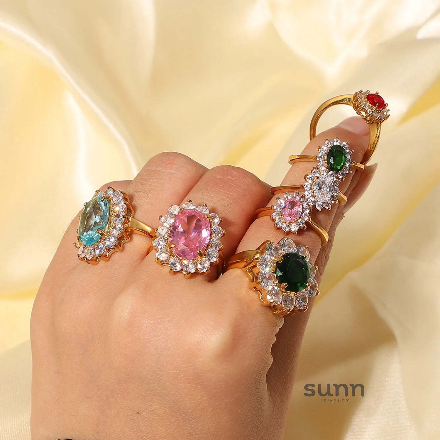 Crimson Emerald Zircon Ring