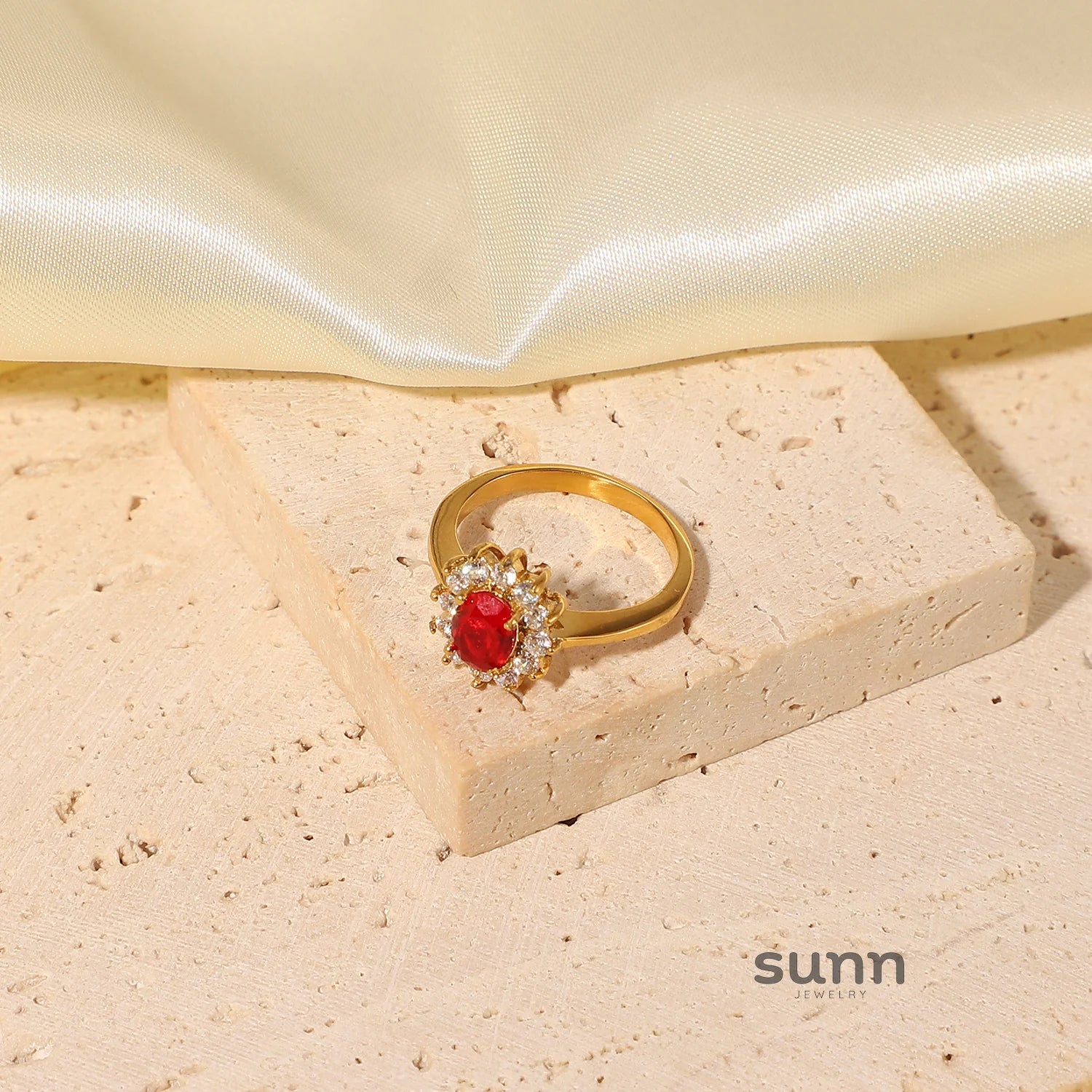 Crimson Emerald Zircon Ring