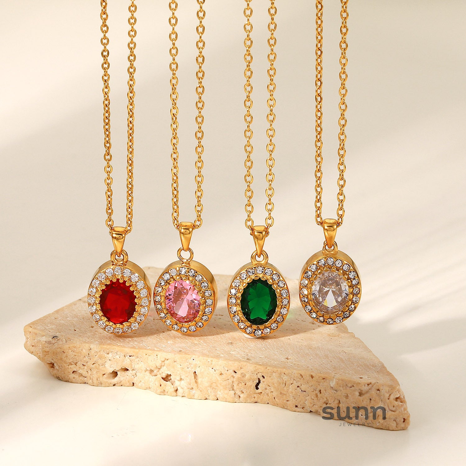 Cynthia Natural Stone Zircon Necklace [LCEFA9XT]
