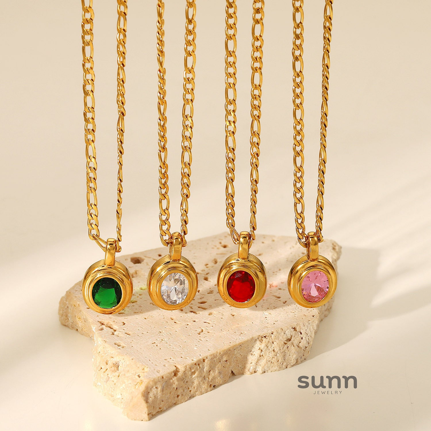 Cynthia Natural Stone Zircon Necklace [JCX4BY6L]
