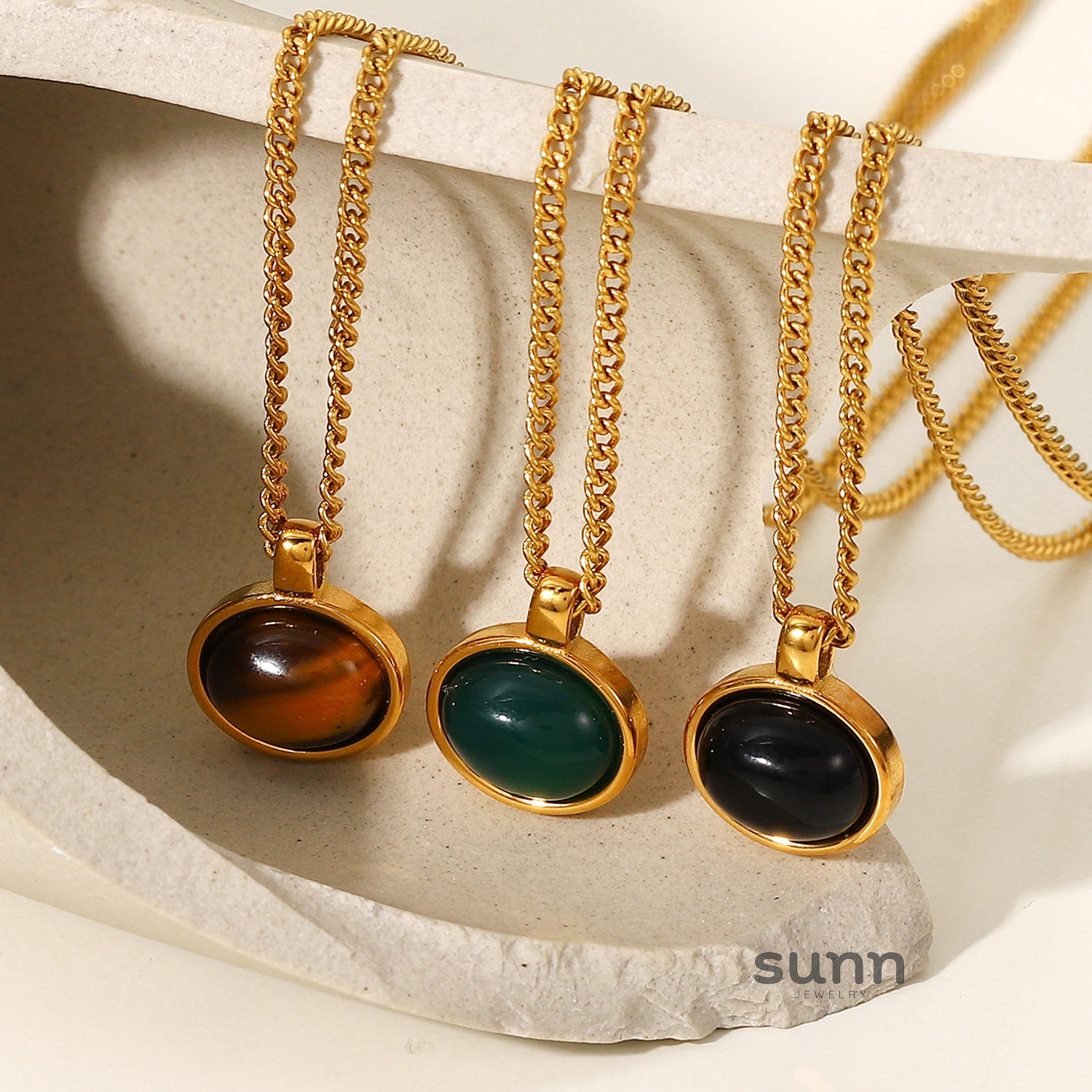 Cynthia Natural Stone Zircon Necklace [4QNT5ZJY]