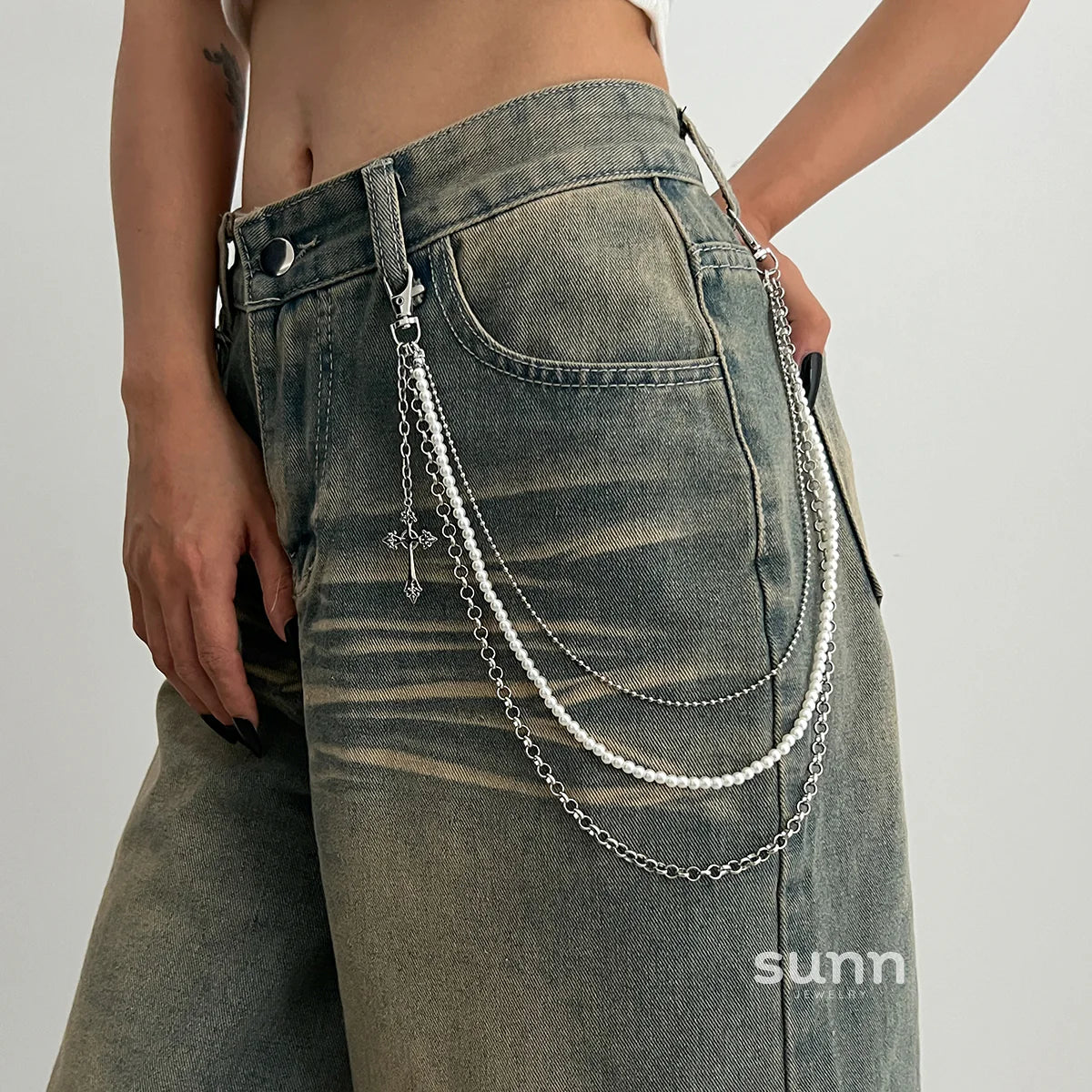 Cyra Layered Pearl Waist Chain