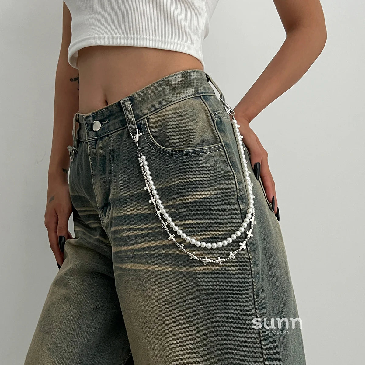 Cyra Layered Pearl Waist Chain