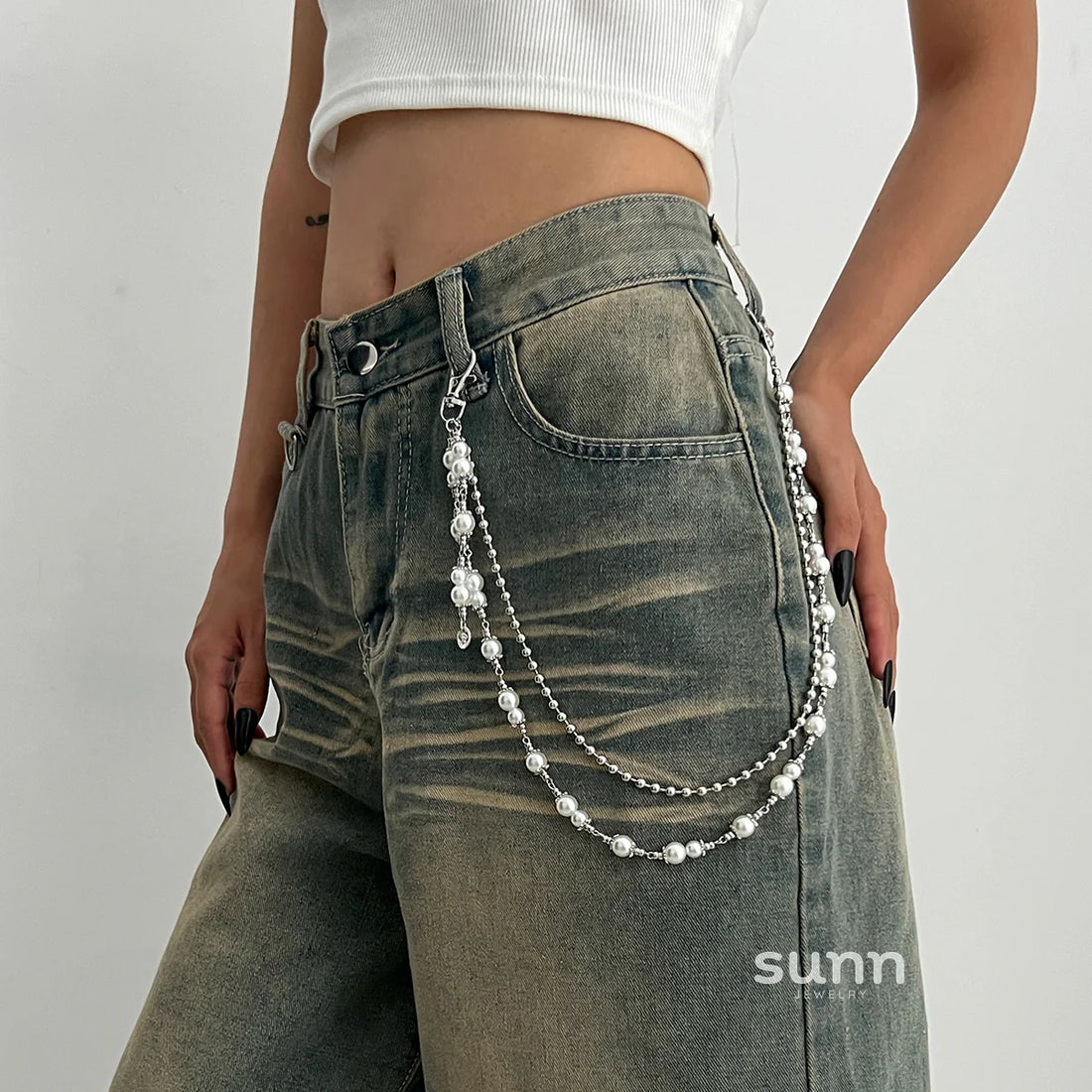 Cyra Layered Pearl Waist Chain