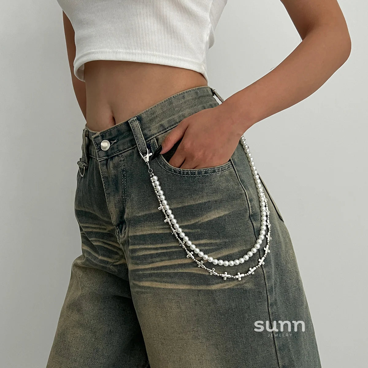 Cyra Layered Pearl Waist Chain