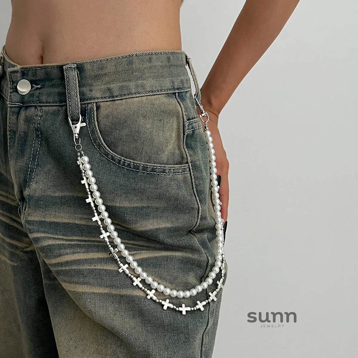 Cyra Layered Pearl Waist Chain