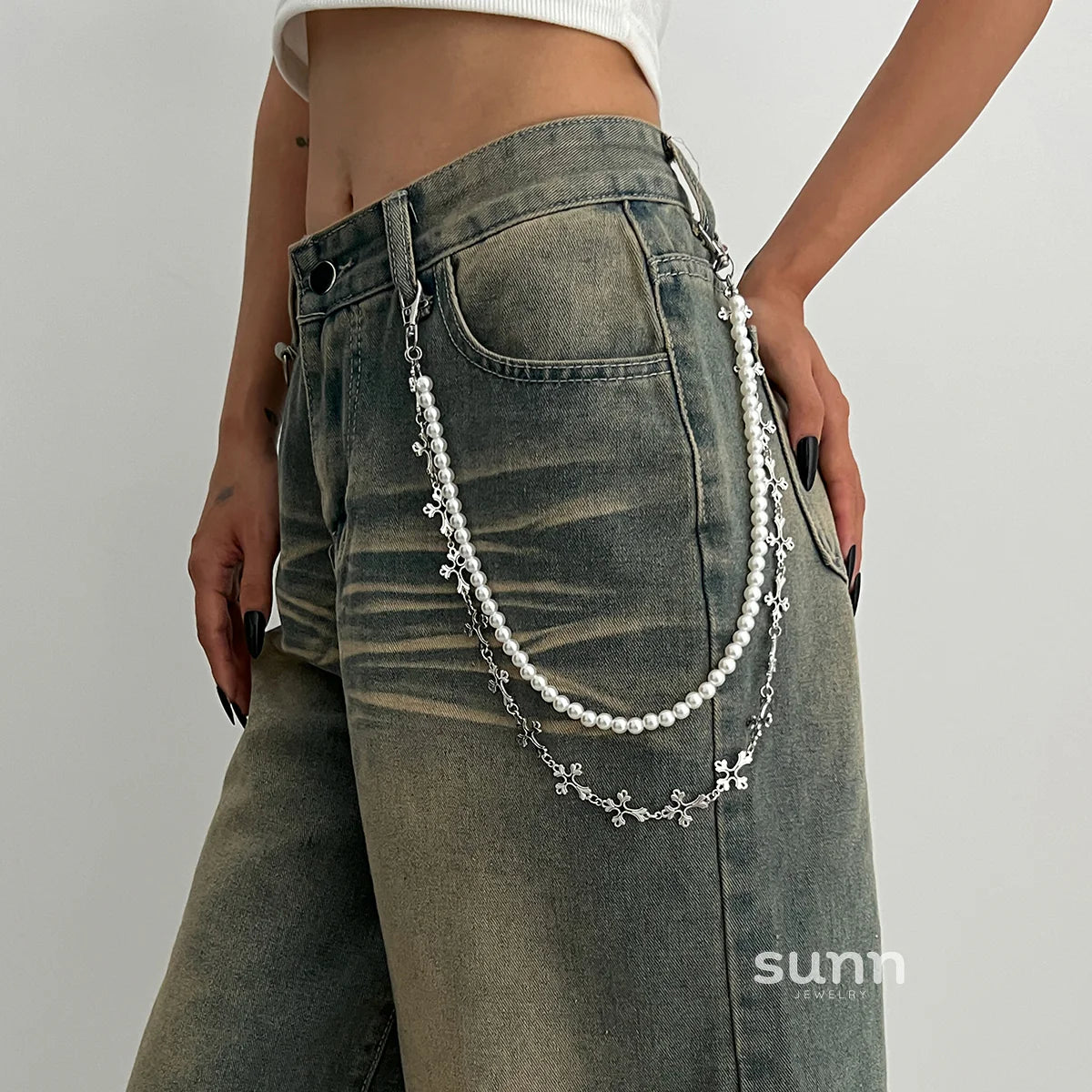 Cyra Layered Pearl Waist Chain