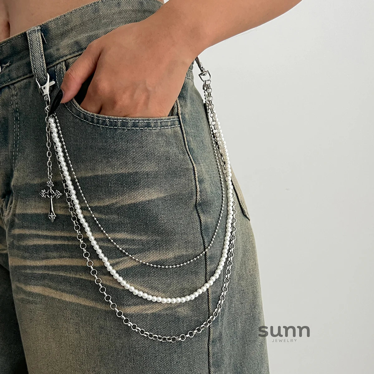 Cyra Layered Pearl Waist Chain
