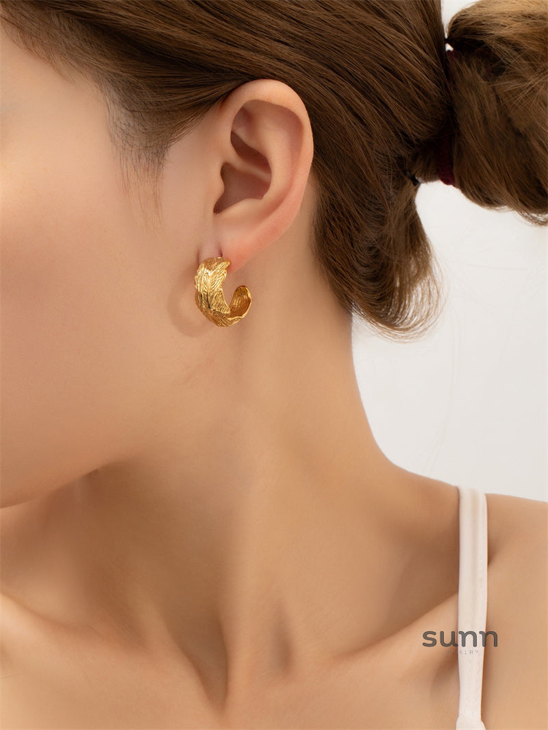 Daelyn Sculptural Titanium Earrings [MXIG7A5M]