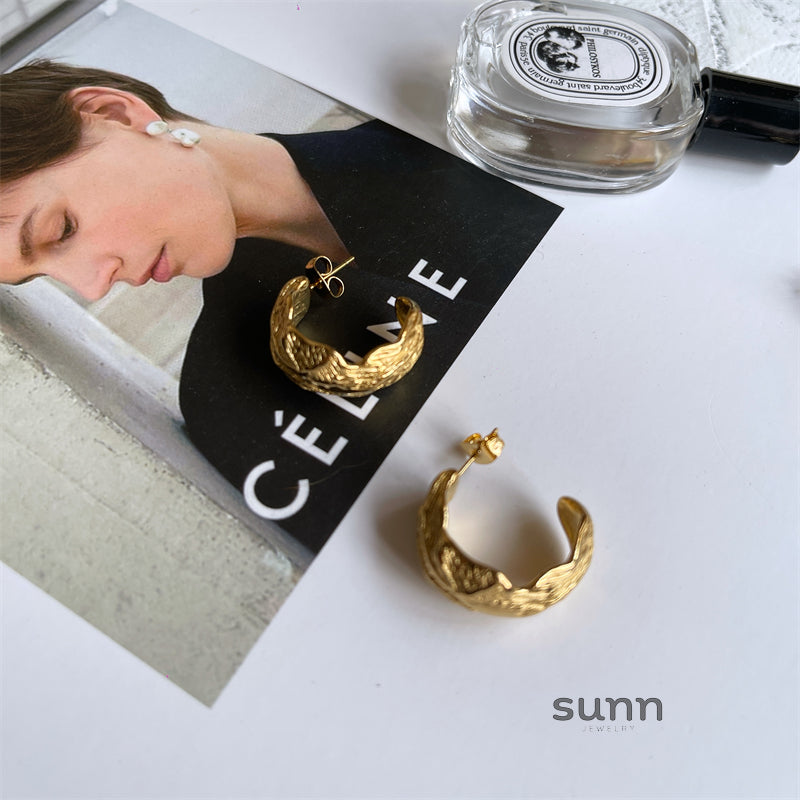 Daelyn Sculptural Titanium Earrings [AUTN8L80]