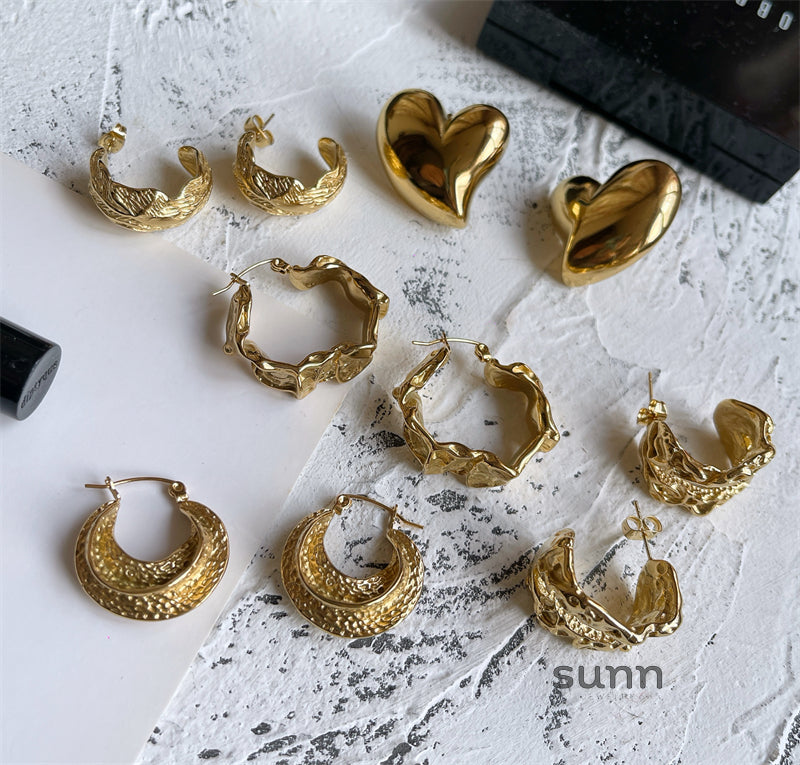 Daelyn Sculptural Titanium Earrings [C84KVTWT]