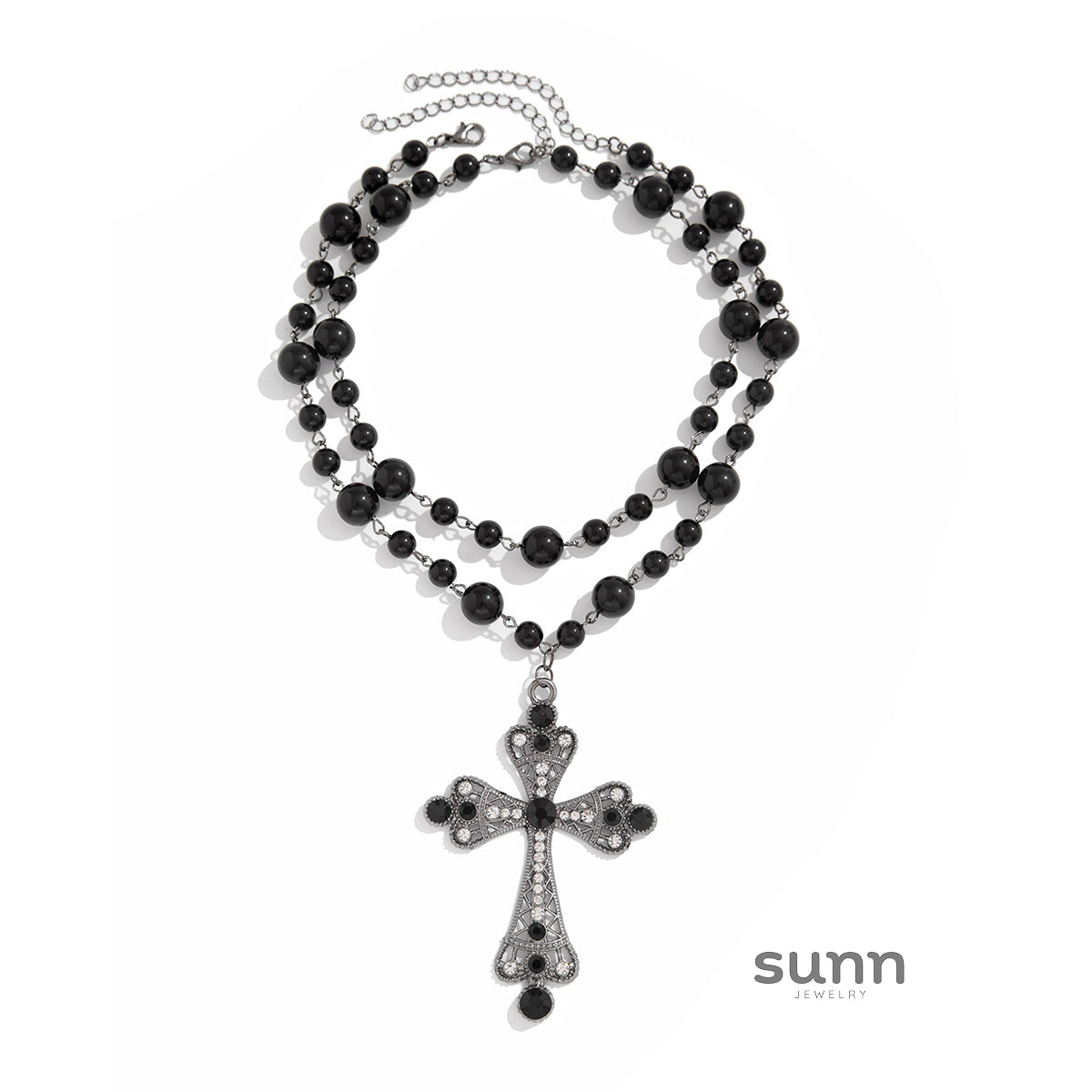 Daenerys Layered Pearl Cross Necklace [D8GQLON3]
