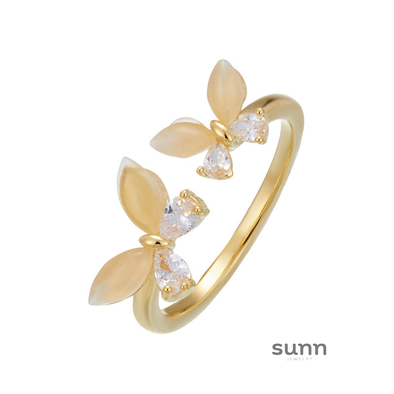 Daijah Opal Double Butterfly Ring [ZXXORRBF]
