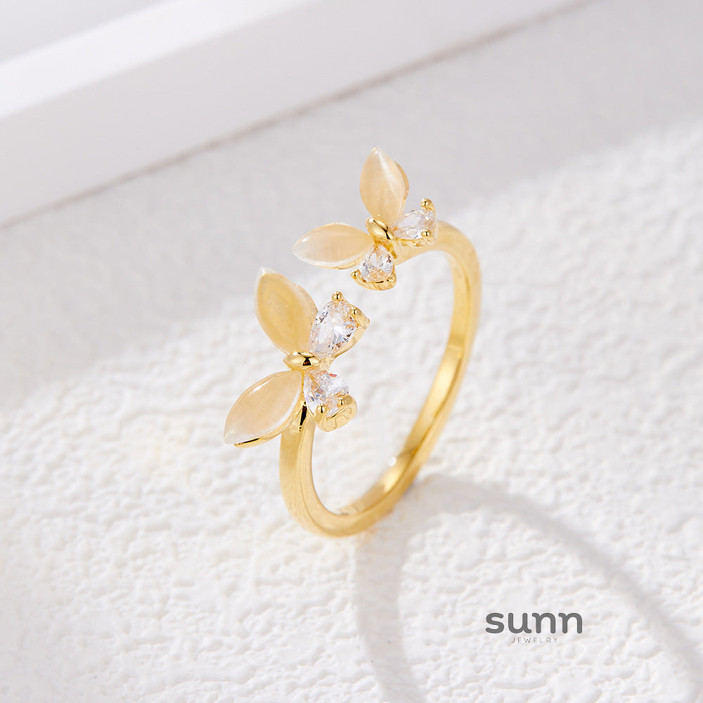 Daijah Opal Double Butterfly Ring [BDGM94NW]