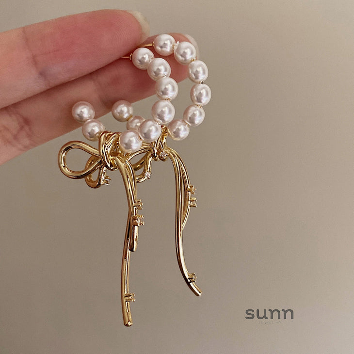 Daila Bow Pearl Earrings [RVYCVZUE]