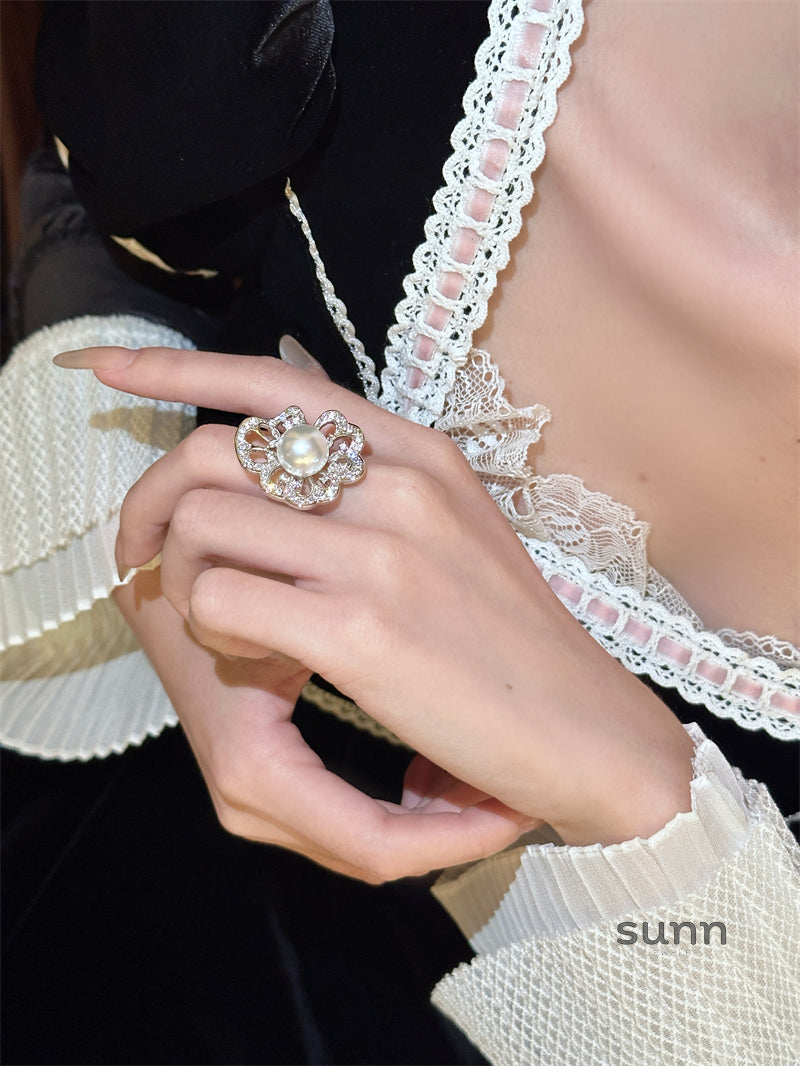 Daila Flower Pearl Open Ring [KDXX315I]