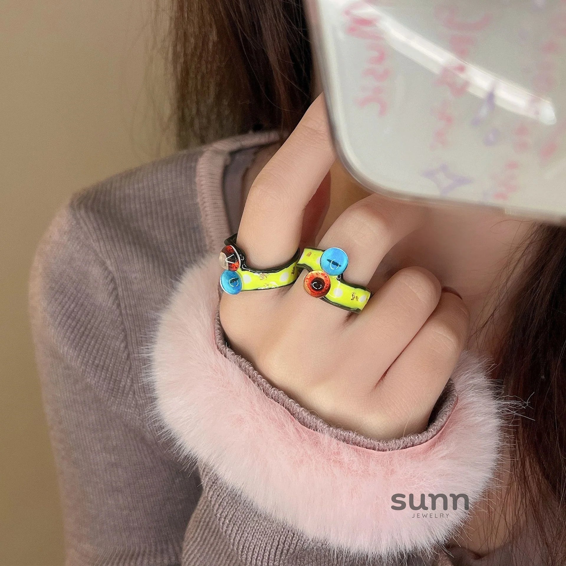 Dalila Enamel Eye Ring