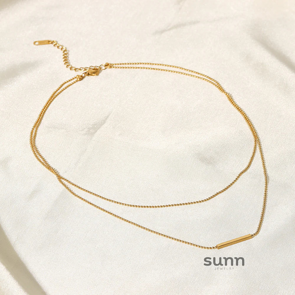 Dalyla Gold Layered T-Bar Necklace