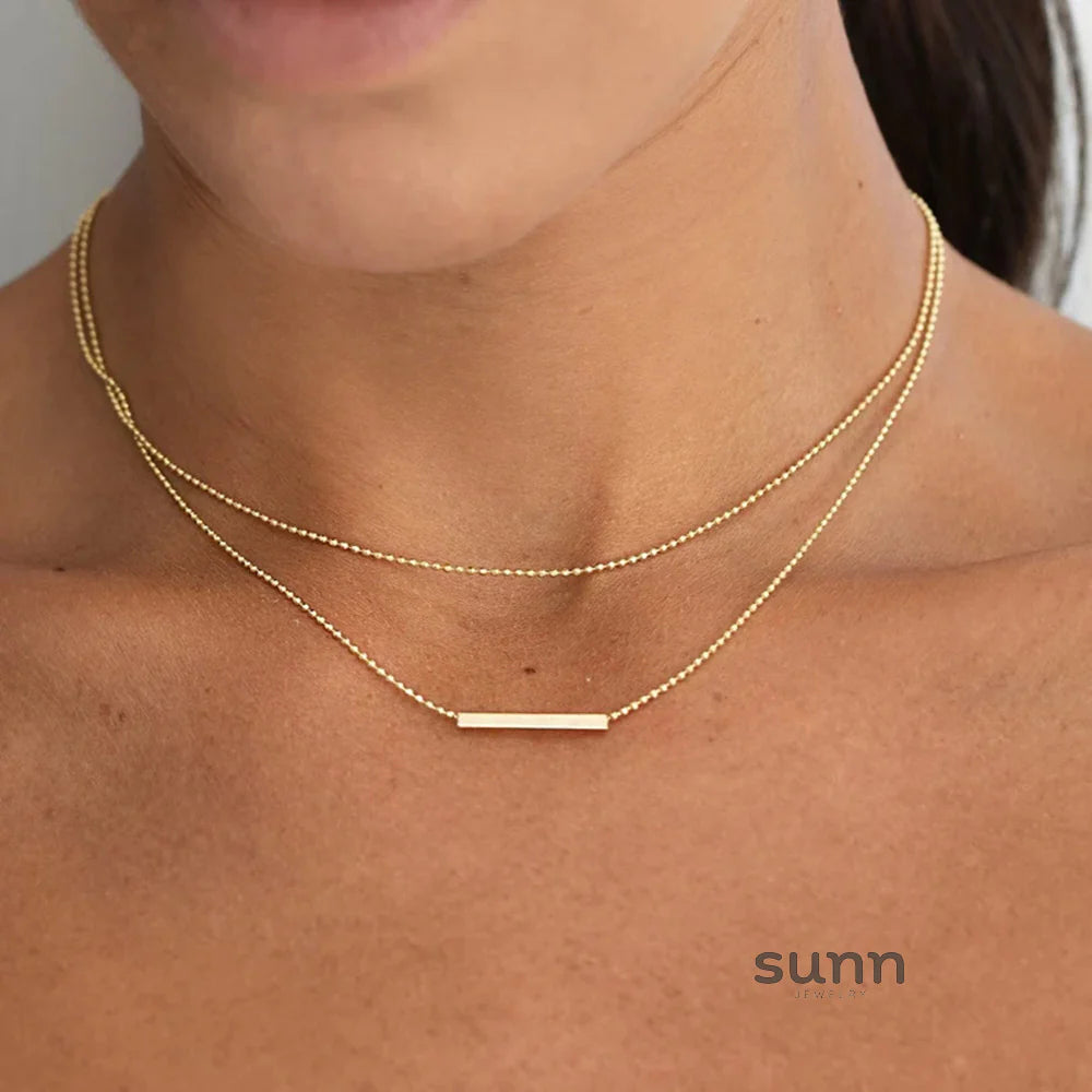 Dalyla Gold Layered T-Bar Necklace