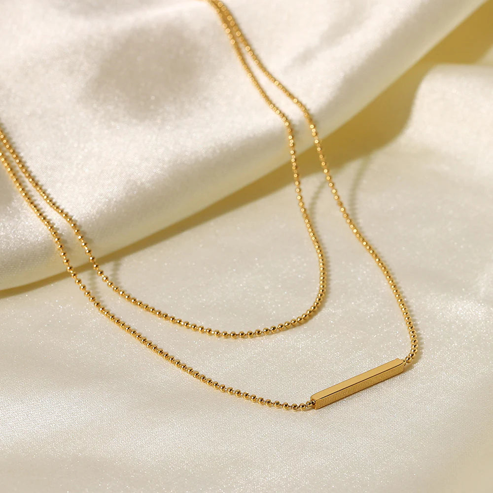 Dalyla Gold Layered T-Bar Necklace