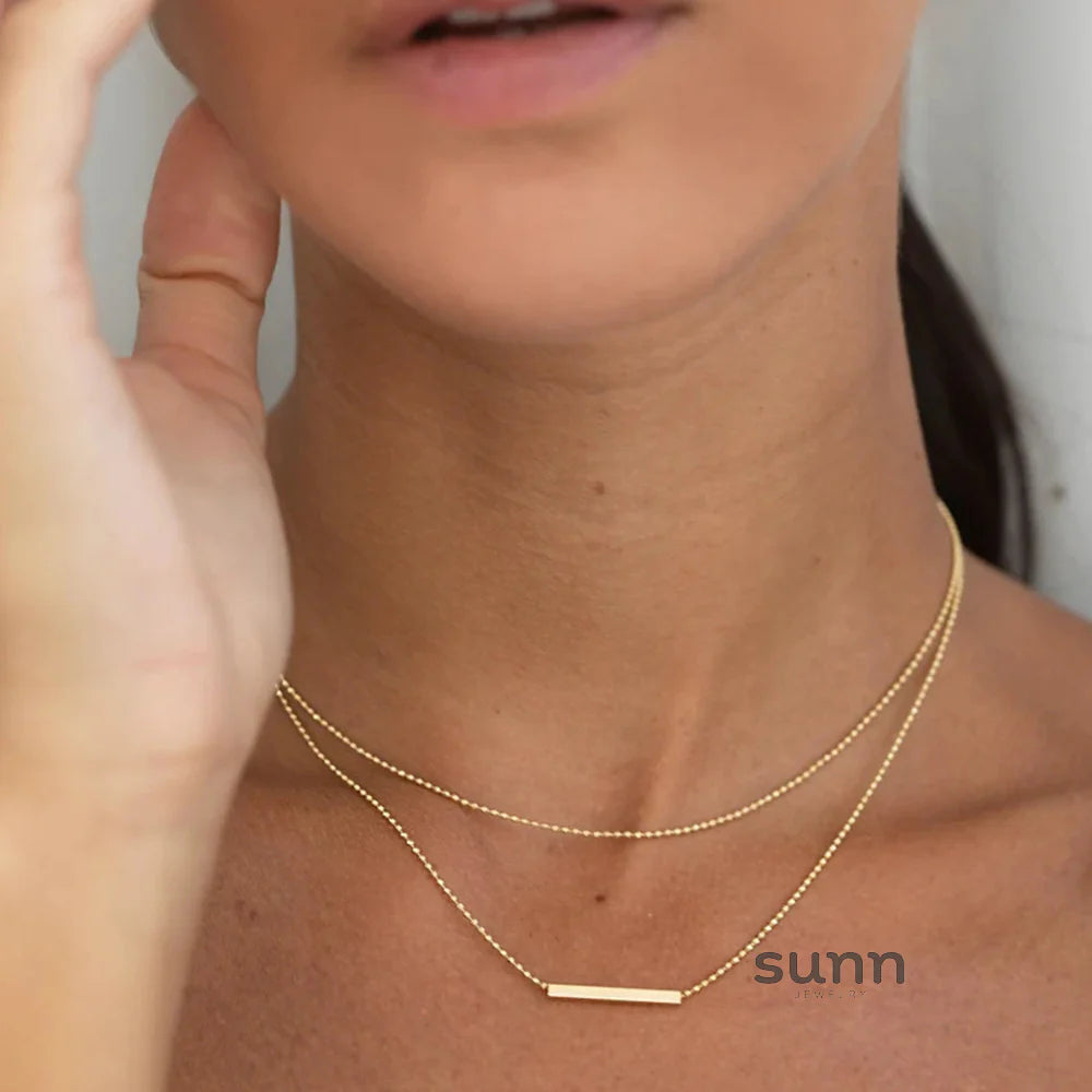 Dalyla Gold Layered T-Bar Necklace