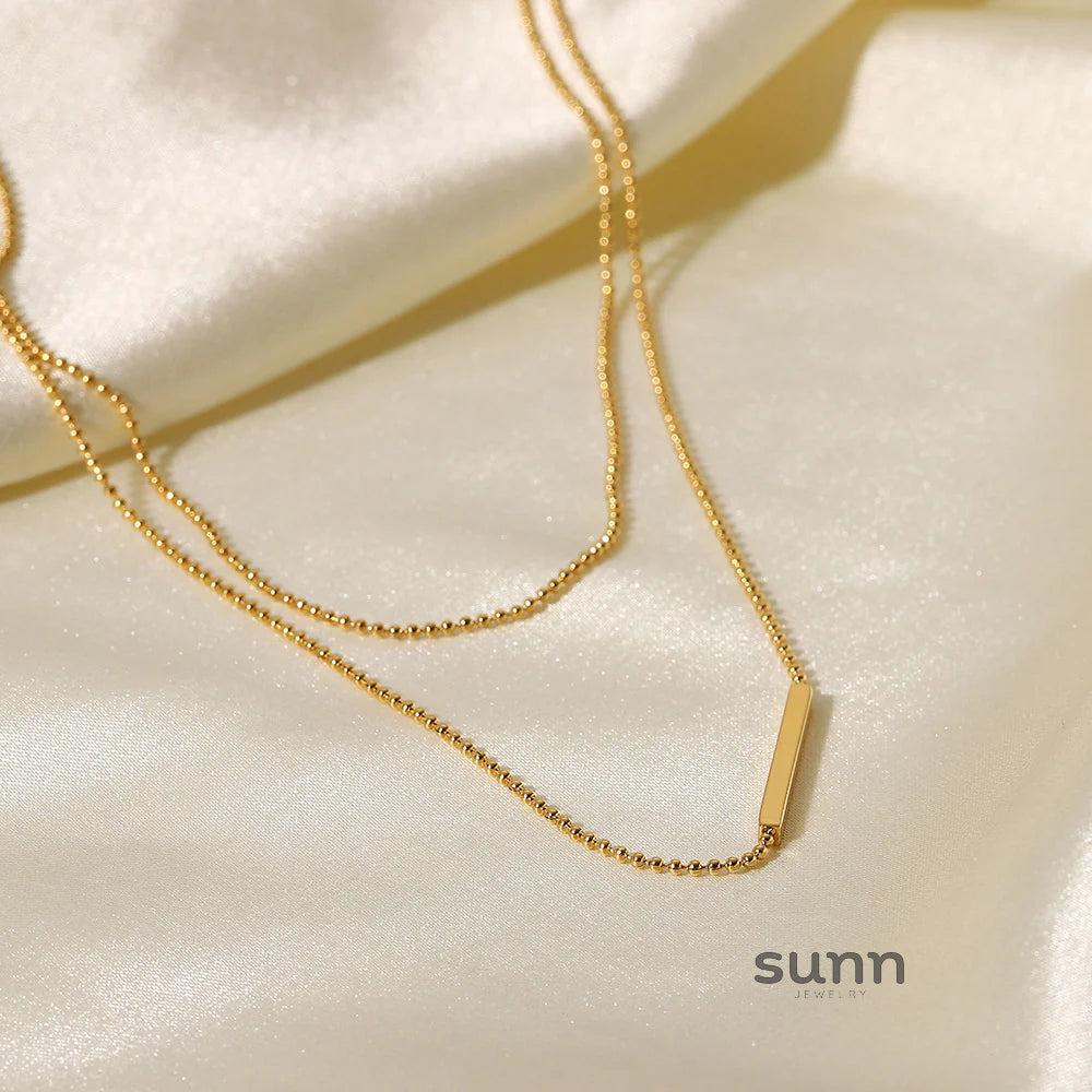 Dalyla Gold Layered T-Bar Necklace